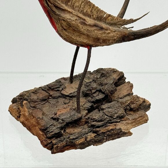 Vintage Devil's Claw Seed Pod Bird Sculpture Mounted on Driftwood Bark - Picture 4 of 13